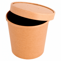 RÉCIPIENT EN CARTON DOUBLE PAROI AVEC COUVERCLE KRAFT NEUTRE 780 ML - PAQUET DE 25 UNITÉS