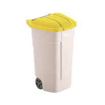 Conteneur Roulant Rubbermaid 100L Couvercle Jaune - GelatoPro.fr