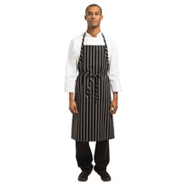 Tablier Bavette Tissé Chef Works Premium Rayures Noires Et Blanches - GelatoPro.fr