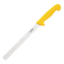 Couteau À Trancher Denté Hygiplas Jaune 255Mm - GelatoPro.fr
