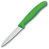 Couteau D'Office Lame Dentée Bout Pointu Victorinox Vert 80Mm - GelatoPro.fr