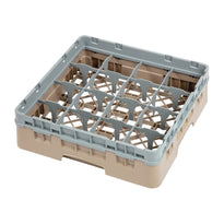 Casier À Verres 16 Compartiments Camrack Cambro Beige Hauteur Max 92Mm - GelatoPro.fr