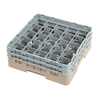 Casier À Verres 25 Compartiments Camrack Cambro Beige Hauteur Max 133Mm - GelatoPro.fr