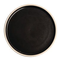 Assiettes Plates Bord Droit Noir Mat Olympia Canvas 25 Cm - GelatoPro.fr
