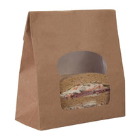 Sacs Sandwich Kraft Recyclables Noirs Avec Fenêtre Colpac (Lot De 250) - GelatoPro.fr