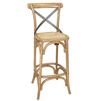 Tabouret De Bar En Bois Avec Dossier Croisé Bolero Métal - GelatoPro.fr