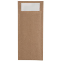 Pochettes À Couverts Marron Avec Serviette Blanche Europochette - GelatoPro.fr