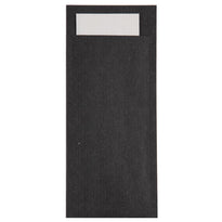 Pochettes À Couverts Noires Avec Serviette Blanche Europochette - GelatoPro.fr