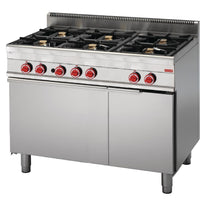 Fourneau 6 Feux Sur Four Gaz Et Placard Fermé Gastro M 650 65/110Cfg - GelatoPro.fr