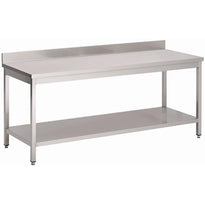 Table Inox Avec Étagère Basse Et Dosseret Gastro M 1800 X 700 X 850Mm - GelatoPro.fr