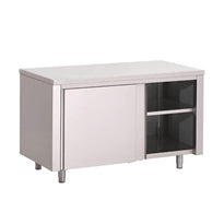 Table Armoire Inox Avec Portes Coulissantes Gastro M 1500 X 700 X 850Mm - GelatoPro.fr