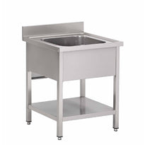 Plonge Inox Avec Étagère Basse Gastro M 1 Bac 700 X 700 X 850Mm - GelatoPro.fr