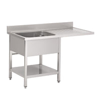 Plonge Inox Avec Étagère Basse Et Emplacement Lave-Vaisselle Gastro M 1 Bac À Gauche 1200 X 700 X 850Mm - GelatoPro.fr