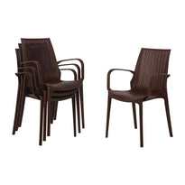 Fauteuil Bistro En Rotin Pp Bolero Marron Lot De 4 - GelatoPro.fr