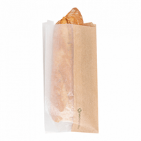 SACHET KRAFT AVEC FENÊTRE LATÉRALE TRANSPARENTE BIODÉGRADABLE 12+6X23 CM - PACK DE 250 UNITÉS