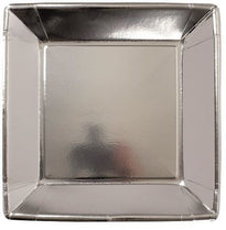 Assiette Carrée Argent En Carton Métallisé 23X23 Cm - Carton De 200 Unités - GelatoPro.fr