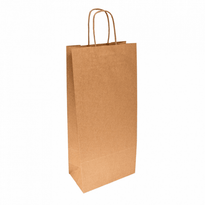 Sac Deux Bouteilles Kraft Neutre 18+10X39 Cm - Carton De 250 Unités - GelatoPro.fr