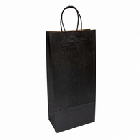 Sac Deux Bouteilles Kraft Noir 18+10X39 Cm - Carton De 250 Unités - GelatoPro.fr