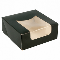 Boîte Noire Pour Macarons Ou Sushi Avec Fenêtre 10X10X4Cm - Carton De 400 Unités - GelatoPro.fr
