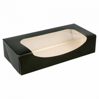 Boîte Noire Pour Macarons Ou Sushi Avec Fenêtre 20X9X4.5Cm - Carton De 400 Unités - GelatoPro.fr