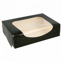 Boîte Noire Pour Macarons Ou Sushi Avec Fenêtre 20X12X4.5 Cm - Carton De 400 Unités - GelatoPro.fr