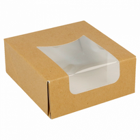 Boîte Kraft Pour Macarons Ou Sushi Avec Fenêtre 10X10X4Cm - Carton De 400 Unités - GelatoPro.fr