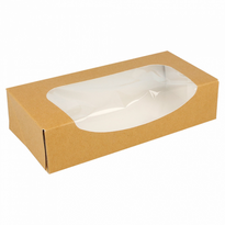 Boîte Kraft Pour Macarons Ou Sushi Avec Fenêtre 20X9X4.5Cm - Carton De 400 Unités - GelatoPro.fr