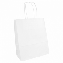 Sac Papier Avec Poignée Ficelle 18 + 8 X 21.5 Cm Neutre Blanc - Carton De 250 Unités - GelatoPro.fr