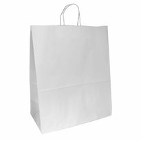 Sac Papier Avec Poignée Ficelle 40 + 20 X 48 Cm Neutre Blanc - Carton De 150 Unités - GelatoPro.fr