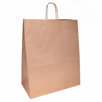 Sac Papier Avec Poignée Ficelle 40 + 20 X 48 Cm Neutre Kraft- Carton De 150 Unités - GelatoPro.fr