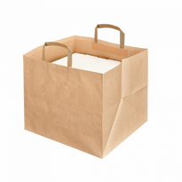 Sac Traiteur Poignée Ficelle 36 + 31 X 36 Cm Neutre Kraft - Carton De 125 Unités - GelatoPro.fr