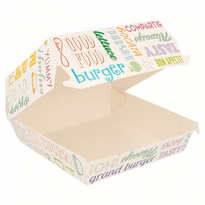 Coque Burger Large En Carton 15X14X6 Cm Modèle Parole - Carton De 600 Unités - GelatoPro.fr