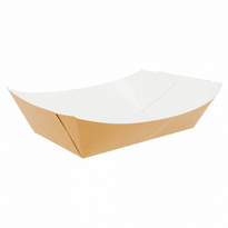 Barquette À Frites Carton Recyclé 2400G - 17 X 9.5 X 6.5 Cm - Pack De 100 Unités - GelatoPro.fr