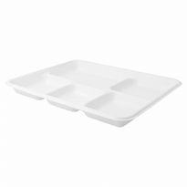 Plateau Repas En Cellulose Naturelle Fibre De Canne À Sucre - Blanc - 5 Compartiments- Carton De 500 Unités - GelatoPro.fr