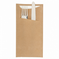 Sachet À Couverts Et Serviette Neutre Kraft - Carton De 400 Unités - GelatoPro.fr