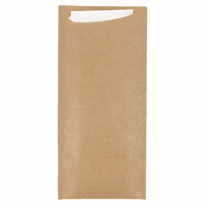 Sachet À Couverts Kraft Et Serviette Soft Blanche 33X40 Cm - Carton De 250 Unités - GelatoPro.fr