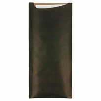 Sachet À Couverts Kraft Noir Et Serviette Soft Blanche 33X40 Cm - Carton De 250 Unités - GelatoPro.fr