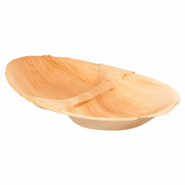 Assiette Ovale 2 Compartiments En Feuille De Palmier 27X15X2.5 Cm - Carton De 200 Unités - GelatoPro.fr