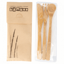 Set Sachet De 3 Couverts En Bambou 20 Cm Et Une Serviette - Pack De  50 Sets - GelatoPro.fr