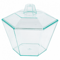 Verrine Hexagonale Récipient Avec Couvercle - Vert D'Eau  - 7.8X7.8X6.8(H) Cm - Carton De 576 Unités - GelatoPro.fr