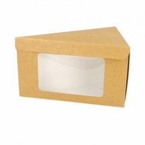 Boîtes À Pâtisseries Trianglulaire Avec Fenêtre En Carton Kraft 14.4X8.5X9 Cm - Carton De 600 Unités - GelatoPro.fr