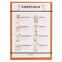 Planche Porte Menu A4 En Bambou Avec Élastiques - Pack De 10 Unités - GelatoPro.fr