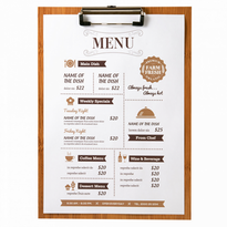 Planche Porte Menu A4 En Bambou Avec Clip - Pack De 10 Unités - GelatoPro.fr