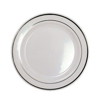 Assiette Ronde Ps Blanche Avec Liseré Argent 19 Cm - Carton De 200 Unités - GelatoPro.fr