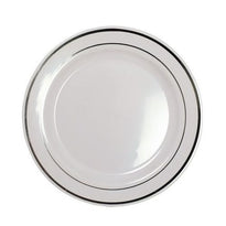 Assiette Ronde Ps Blanche Avec Liseré Argent 23 Cm - Carton De 200 Unités - GelatoPro.fr