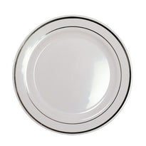 Assiette Ronde Ps Blanche Avec Liseré Argent 26 Cm - Carton De 200 Unités - GelatoPro.fr