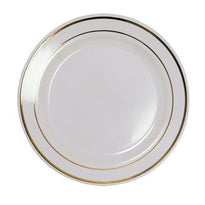 Assiette Ronde Ps Blanche Avec Liseré Or 23 Cm - Carton De 200 Unités - GelatoPro.fr