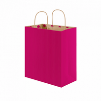Sac Papier Avec Anse 20+10X29Cm - Framboise -  Kraft Vergé 80G/M2 - Carton De 250 - GelatoPro.fr