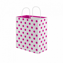 Sac Papier Avec Anse 20+10X29Cm - Motifs Pois Fuchsia -  Kraft Vergé 80G/M2 - Carton De 250 - GelatoPro.fr