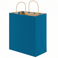 Sac Papier Avec Anse 32+16X31Cm - Bleu-  Kraft Vergé 80G/M2 - Carton De 250 - GelatoPro.fr